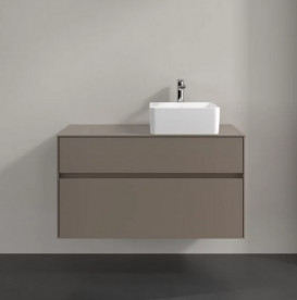 Тумба под раковину Villeroy & Boch Collaro 100х50 см с подсветкой ДСП трюфель серый C040B0VG