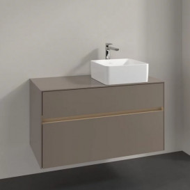 Тумба под раковину Villeroy & Boch Collaro 100х50 см с подсветкой ДСП трюфель серый C040B0VG