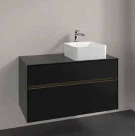 Тумба під раковину Villeroy & Boch Collaro 100х50 см із підсвічуванням МДФ чорний матовий лак C040B0PD