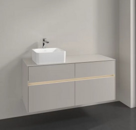 Тумба под раковину Villeroy & Boch Collaro 120х50 см с подсветкой ДСП мягкий серый C042B0VK