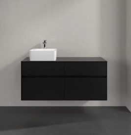 Тумба под раковину Villeroy & Boch Collaro 120х50 см с подсветкой МДФ черный матовый лак C042B0PD