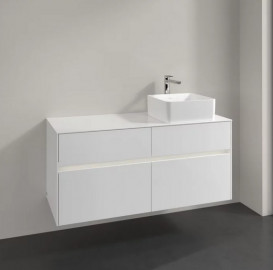 Тумба под раковину Villeroy & Boch Collaro 120х50 см с подсветкой МДФ глянцевый белый C043B0DH