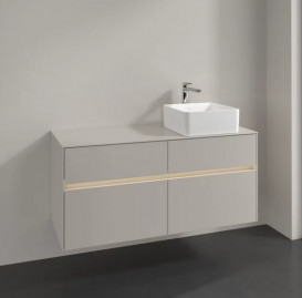 Тумба под раковину Villeroy & Boch Collaro 120х50 см с подсветкой ДСП мягкий серый C043B0VK