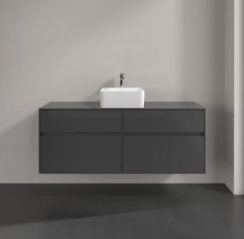 Тумба под раковину Villeroy & Boch Collaro 140х50 см с подсветкой МДФ глянцевый серый C045B0FP