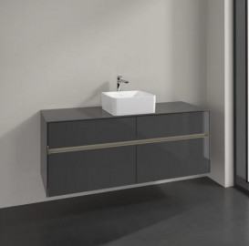 Тумба под раковину Villeroy & Boch Collaro 140х50 см с подсветкой МДФ глянцевый серый C045B0FP