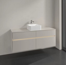 Тумба под раковину Villeroy & Boch Collaro 140х50 см с подсветкой ДСП мягкий серый C045B0VK