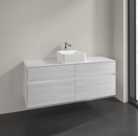 Тумба под раковину Villeroy & Boch Collaro 140х50 см с подсветкой ДСП белое дерево C045B0E8