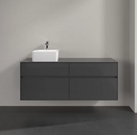 Тумба под раковину Villeroy & Boch Collaro 140х50 см с подсветкой МДФ глянцевый серый C046B0FP