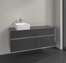 Тумба под раковину Villeroy & Boch Collaro 140х50 см с подсветкой МДФ глянцевый серый C046B0FP