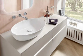 Тумба под раковину Villeroy & Boch Collaro 140х50 см с подсветкой ДСП мягкий серый C046B0VK