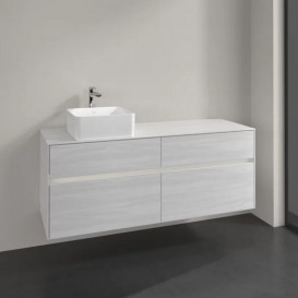 Тумба под раковину Villeroy & Boch Collaro 140х50 см с подсветкой ДСП белое дерево C046B0E8
