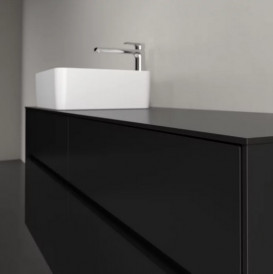 Тумба под раковину Villeroy & Boch Collaro 140х50 см с подсветкой МДФ черный матовый лак C046B0PD