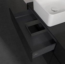 Тумба под раковину Villeroy & Boch Collaro 140х50 см с подсветкой МДФ черный матовый лак C046B0PD