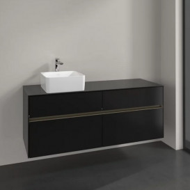 Тумба под раковину Villeroy & Boch Collaro 140х50 см с подсветкой МДФ черный матовый лак C046B0PD