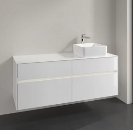 Тумба под раковину Villeroy & Boch Collaro 140х50 см с подсветкой МДФ глянцевый белый C047B0DH