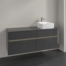 Тумба под раковину Villeroy & Boch Collaro 140х50 см с подсветкой МДФ глянцевый серый C047B0FP