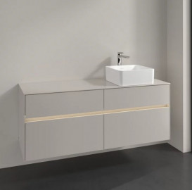 Тумба під раковину Villeroy & Boch Collaro 140х50 см із підсвічуванням ДСП м'який сірий C047B0VK