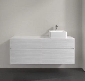 Тумба под раковину Villeroy & Boch Collaro 140х50 см с подсветкой ДСП белое дерево C047B0E8