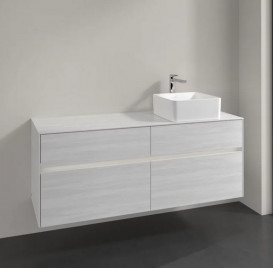 Тумба под раковину Villeroy & Boch Collaro 140х50 см с подсветкой ДСП белое дерево C047B0E8