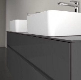 Тумба под раковину Villeroy & Boch Collaro 140х50 см с подсветкой МДФ глянцевый серый C048B0FP