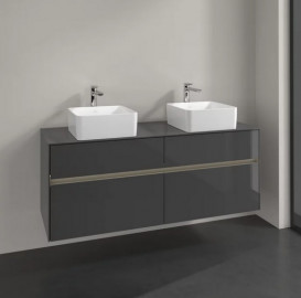 Тумба под раковину Villeroy & Boch Collaro 140х50 см с подсветкой МДФ глянцевый серый C048B0FP