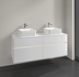 Тумба под раковину Villeroy & Boch Collaro 140х50 см с подсветкой ДСП матовый белый C048B0MS