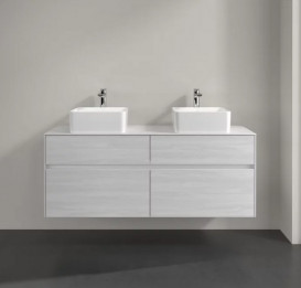 Тумба под раковину Villeroy & Boch Collaro 140х50 см с подсветкой ДСП белое дерево C048B0E8