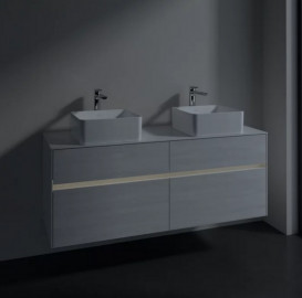 Тумба под раковину Villeroy & Boch Collaro 140х50 см с подсветкой ДСП белое дерево C048B0E8