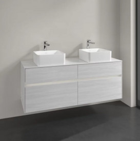 Тумба под раковину Villeroy & Boch Collaro 140х50 см с подсветкой ДСП белое дерево C048B0E8