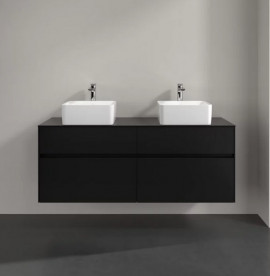 Тумба під раковину Villeroy & Boch Collaro 140х50 см із підсвічуванням МДФ чорний матовий лак C048B0PD