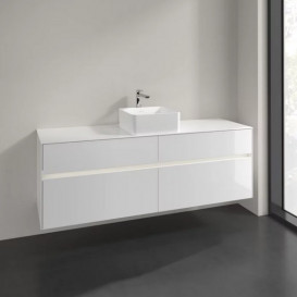 Тумба під раковину Villeroy & Boch Collaro 160х50 см із підсвічуванням МДФ глянсовий білий C049B0DH