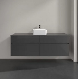 Тумба під раковину Villeroy & Boch Collaro 160х50 см із підсвічуванням МДФ глянсовий сірий C049B0FP