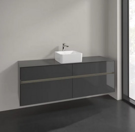 Тумба під раковину Villeroy & Boch Collaro 160х50 см із підсвічуванням МДФ глянсовий сірий C049B0FP