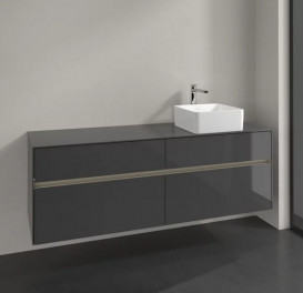 Тумба під раковину Villeroy & Boch Collaro 160х50 см із підсвічуванням МДФ глянсовий сірий C051B0FP