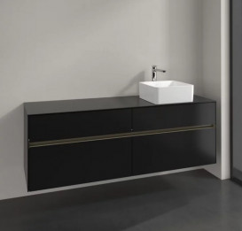 Тумба під раковину Villeroy & Boch Collaro 160х50 см із підсвічуванням МДФ чорний матовий лак C051B0PD