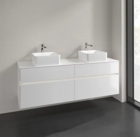 Тумба під раковину Villeroy & Boch Collaro 160х50 см із підсвічуванням МДФ глянсовий білий C052B0DH