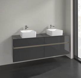 Тумба под раковину Villeroy & Boch Collaro 160х50 см с подсветкой МДФ глянцевый серый C052B0FP