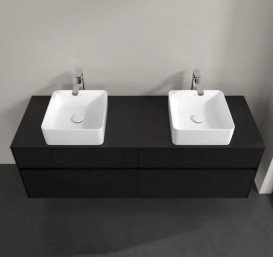 Тумба под раковину Villeroy & Boch Collaro 160х50 см с подсветкой МДФ черный матовый лак C052B0PD