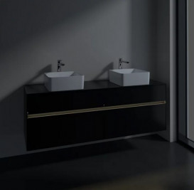 Тумба под раковину Villeroy & Boch Collaro 160х50 см с подсветкой МДФ черный матовый лак C052B0PD