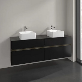 Тумба под раковину Villeroy & Boch Collaro 160х50 см с подсветкой МДФ черный матовый лак C052B0PD