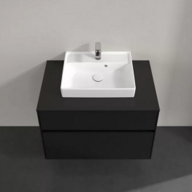 Тумба під раковину Villeroy&Boch Collaro 80х50 см МДФ чорний матовий лак C06900PD