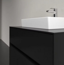 Тумба під раковину Villeroy&Boch Collaro 80х50 см МДФ чорний матовий лак C06900PD