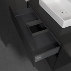 Тумба під раковину Villeroy&Boch Collaro 80х50 см МДФ чорний матовий лак C06900PD