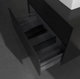 Тумба під раковину Villeroy&Boch Collaro 80х50 см МДФ чорний матовий лак C06900PD