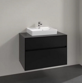 Тумба під раковину Villeroy&Boch Collaro 80х50 см МДФ чорний матовий лак C06900PD