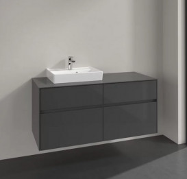 Тумба під раковину Villeroy&Boch Collaro 120х50 см МДФ глянсовий сірий C07100FP