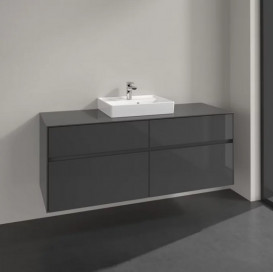 Тумба под раковину Villeroy & Boch Collaro 140х50 см МДФ глянцевый серый C07300FP