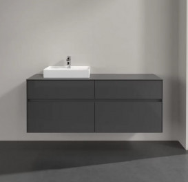 Тумба под раковину Villeroy & Boch Collaro 140х50 см МДФ глянцевый серый C07400FP