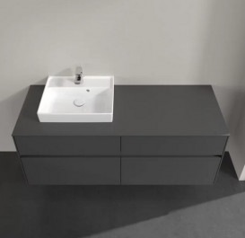Тумба под раковину Villeroy & Boch Collaro 140х50 см МДФ глянцевый серый C07400FP
