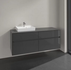Тумба под раковину Villeroy & Boch Collaro 140х50 см МДФ глянцевый серый C07400FP
